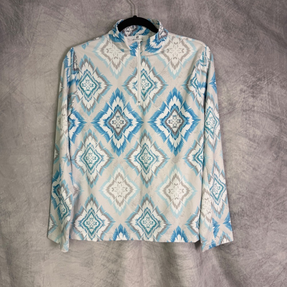 Jean-Pierre Klifa 1/4 Zip Golf Top Sz M‎ Long Sleeve geometric Nordic pickleball